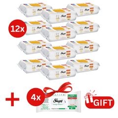 PACHET PROMO: 12× Șervețele Sleepy Herbal Soap Additive 100 buc + 4× Șervețele White Soap 30 buc