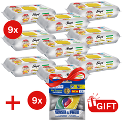 PACHET PROMO: 9× Șervețele Sleepy Easy Clean lămâie 50 buc + 3× Capsule rufe Wash & Free 4in1