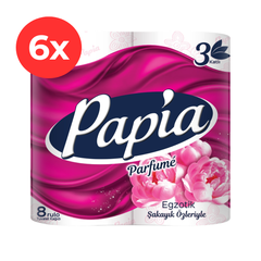 6x Hartie igienica parfumata PAPIA Parfume 8 role, 3 straturi