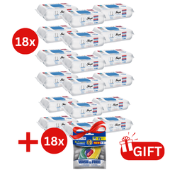 PACHET PROMO: 18× Șervețele Sleepy Bleach Additive 100 buc + 18× Capsule rufe Wash & Free 4in1