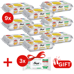 PACHET PROMO: 9× Șervețele Sleepy Easy Clean lămâie 50 buc + 3× Șervețele White Soap 30 buc