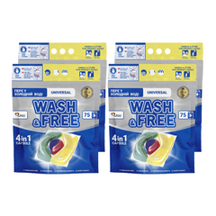 Pachet Promo WASH & FREE - 4x Detergent capsule pentru rufe Universal (300 capsule)