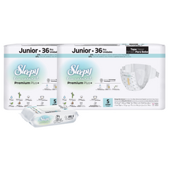 2x SLEEPY BIO NATURAL PREMIUM Scutece 5 Junior 36buc + 1x Șervețele Umede pentru copii cu 99,5% Apă Pură, 40 bucati (cadou)