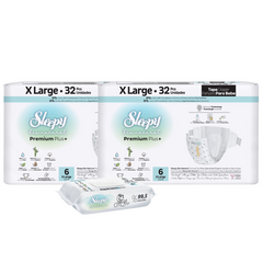 2x SLEEPY BIO NATURAL PREMIUM Scutece 6 XLarge 32buc + 1x Șervețele Umede pentru copii cu 99,5% Apă Pură, 40 bucati (cadou)