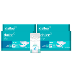 4x DAILEE Slip Plus Scutece Adulti 5.5 Pic XS/S 28 + 1x SLEEPY SENSITIVE Aleze Igienice 60x60cm 10 buc (cadou)
