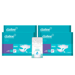 4x DAILEE SLIP Maxi Scutece Adult 7.5Pic. L/XL 28 + 1x SLEEPY SENSITIVE Aleze Igienice 60x60cm 10 buc (cadou)
