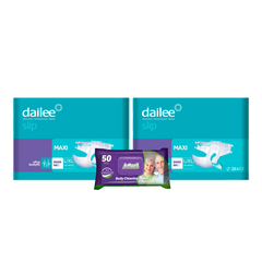 2x DAILEE SLIP Maxi Scutece Adult 7.5Pic. L/XL 28 + 1x Servetele umede Actual, 50 buc (cadou)
