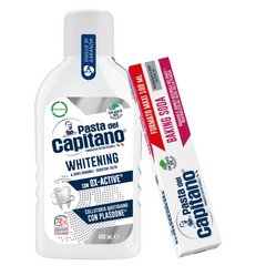 Pasta de dinti cu bicarbonat de sodiu 100ml Pasta del Capitano + apa de gura pentru albire- Pachet Promo