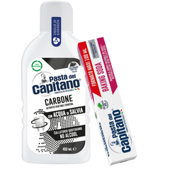 Pasta de dinti cu bicarbonat de sodiu 100ml Pasta del Capitano + apa de gura cu carbune activ- Pachet Promo