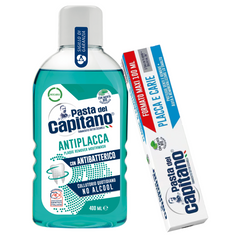 Pasta de dinti impotriva placii si cariilor 100ml Pasta del Capitano + apa de gura antiplaca - Pachet Promo