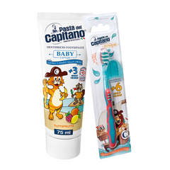 Periuta de dinti pentru copii Del Capitano Junior + Pasta de dinti Tutti Frutti 75 ml- Pachet Promo