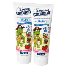 Pasta de dinti cu capsuni (75 ml) Pasta del Capitano Baby +3 ANI- Pachet Promo ( 2buc)