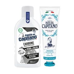 Pasta de dinti pentru fumatori 1905 + Apa de gura cu carbune activ Del Capitano - Pachet Promo