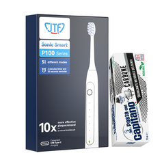 Periuta de dinti electrica JTF Sonic P100 ALB+ Pasta de dinti cu carbune activ Del Capitano 75ml- Pachet Promo