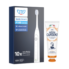 Periuta de dinti electrica JTF Sonic P100 Negru + Pasta de dinti cu vitamine 75ml Del Capitano 1905- Pachet Promo