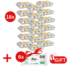 PACHET PROMO: 18× Șervețele Sleepy Easy Clean lămâie 50 buc + 6× Șervețele White Soap 30 buc