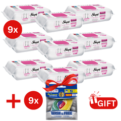 PACHET PROMO: 9× Șervețele Sleepy Lilium Bouquet 100 buc + 9× Capsule rufe Wash & Free 4in1