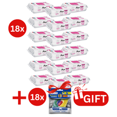 PACHET PROMO: 18× Șervețele Sleepy Lilium Bouquet 100 buc + 18× Capsule rufe Wash & Free 4in1
