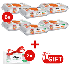 PACHET PROMO: 6× Șervețele Sleepy Easy Clean portocală 50 buc + 2× Șervețele White Soap 30 buc