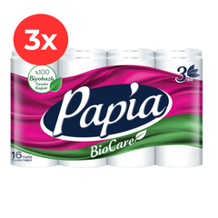 3x Hartie igienica PAPIA Bio Care 16 role, 3 straturi