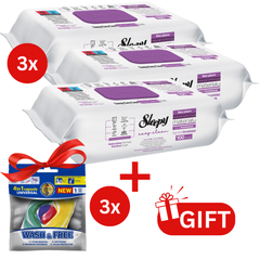 PACHET PROMO: 3× Șervețele Sleepy Orchid Garden 100 buc + 3× Capsule rufe Wash & Free 4in1