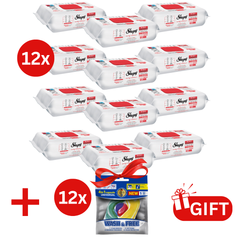 PACHET PROMO: 12× Șervețele Sleepy Cherry Blossom 100 buc + 12× Capsule rufe Wash & Free 4in1