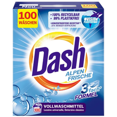 Detergent Pudră Automat pentru Rufe Albe, 6kg (100 Spălări)- Dash 3in1 Alpen Frische