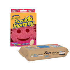 PACHET PROMO - Burete vase Mommy Pink 1 bucata SCRUB DADDY, Sleepy Bio Easy Clean Sea Salt & Sea Weed Multisuprafețe