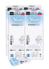 4x Scutece-chilotel Sleepy Bio Natural Premium Plus AirBag Comfort –marimea 6 XLarge, 15–27 kg, 32 bucati + 1x Servetele Umede pentru copii Sleepy Aqua Care, 50 bucati(cadou)