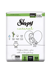 Scutece-Chilotel pentru bebeluși Sleepy Natural Double-mărime 3 Midi , 4-9kg, 68 bucăți