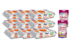 PACHET PROMO: 9× Șervețele Sleepy Easy Clean portocală 50 buc + 2×Soluție Perlux pentru îndepărtarea petelor