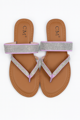 Sandale Flip-Flop Dama CM® Diamond – Barete Duble cu Strass- purple- marimea 36
