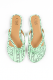 Papuci damă C'M® Bandana Noir– Print Paisley- culoare lt. green- marimea 37