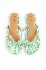 Papuci damă C'M® Bandana Noir– Print Paisley- culoare lt. green- marimea 36