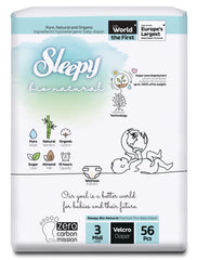Scutece pentru bebeluși Sleepy BIO NATURAL DOUBLE- mărime 3 Midi, 4-9kg, 56 bucăți
