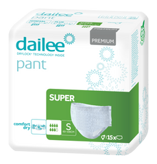 Scutece-Chilot pentru Adulți DAILEE Premium SUPER 7 Picături, mărimea S, 15 bucăți