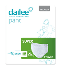 Scutece-Chilot pentru Adulți DAILEE Premium SUPER 7 Picături, mărimea XL, 15 bucăți
