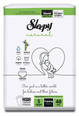 Scutece-Chilotel pentru bebeluși Sleepy Natural Double Jumbo, Marime 5 Junior , 11-18kg, 48 bucati