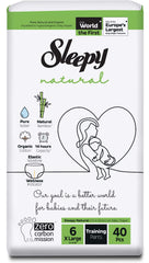 Scutece-Chilotel pentru bebeluși Sleepy Natural Double-mărime 6 Xlarge, 15-25kg, 40 bucăți