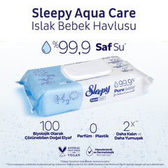 Șervețele umede pentru bebeluși Sleepy Aqua Care, 50 bucăți