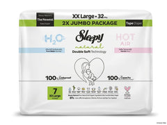 Scutece pentru bebeluși SLEEPY NATURAL H2O marime 7XX Large (20-30) 32buc