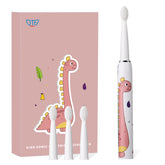 Periuta de dinti electrica pentru copii, JTF Sonic, J20C (4 capete de periuta, cablu de incarcare), Roz