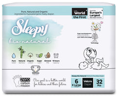 Scutece pentru bebeluși Sleepy BIO NATURAL DOUBLE- mărime 6XLarge, 15-25kg, 32 bucăți