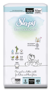 Scutece-chiloțel pentru bebeluși Sleepy BIO NATURAL DOUBLE- mărime 5 Junior, 11-18kg, 40 bucăți