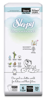 Scutece-chiloțel pentru bebeluși Sleepy BIO NATURAL DOUBLE- mărime 6XLarge, 15-25kg, 32 bucăți
