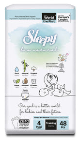 Scutece-chiloțel pentru bebeluși Sleepy BIO NATURAL DOUBLE- mărime 4 Maxi , 7-14kg, 48 bucăți