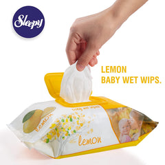 Șervețele umede pentru bebeluși, Sleepy Lemon, 120 bucăți, aromă de lămâie