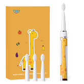 Periuta de dinti electrica pentru copii, JTF Sonic, J20C (4 capete de periuta, cablu de incarcare), Galben