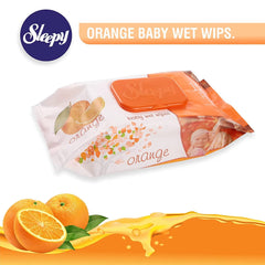 Șervețele umede pentru bebeluși, Sleepy Orange, 120 bucăți, aromă de portocală