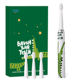 Periuta de dinti electrica pentru copii, JTF Sonic, J20C (4 capete de periuta, cablu de incarcare), Verde